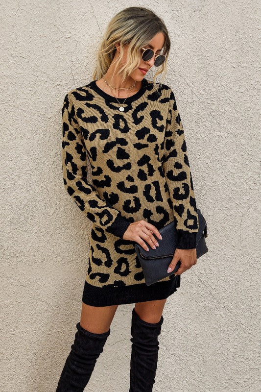 Cheetah Sweater Dress
