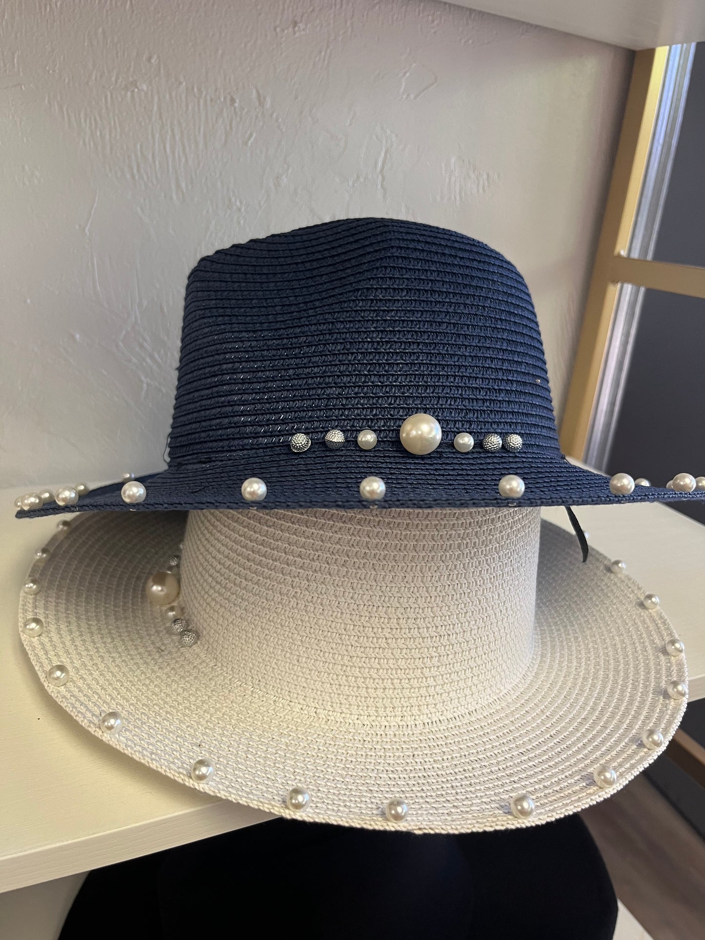 Raffia Pearl Fedora Sun Hat