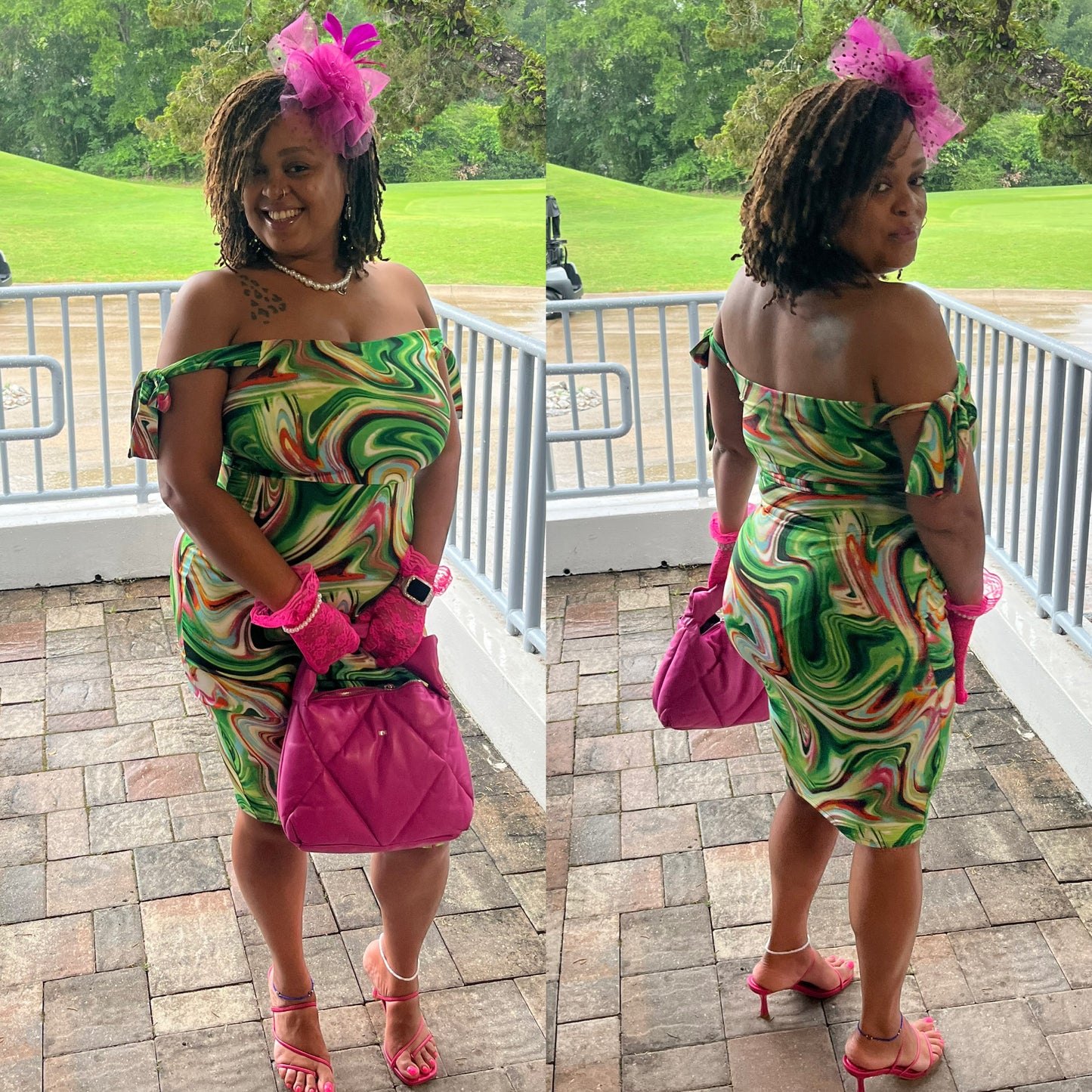 Swirl Tie Shoulder Midi Dress