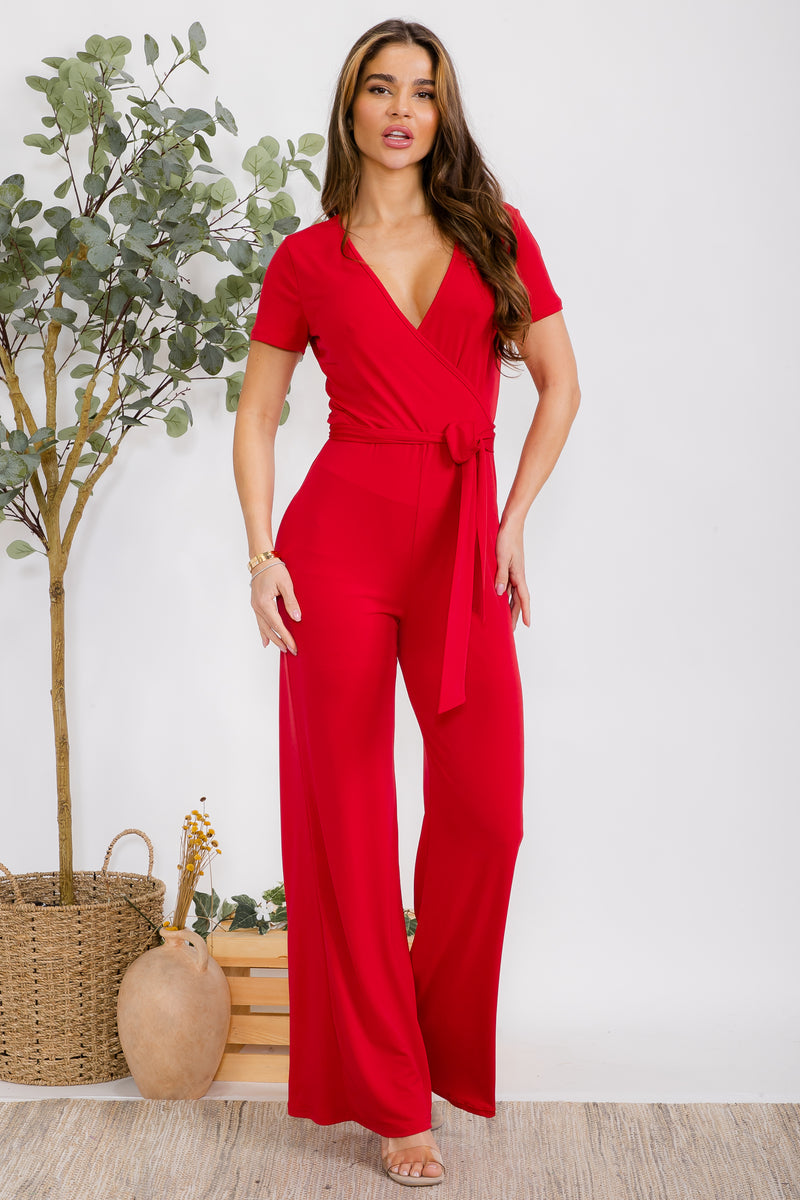 Short Sleeve Wide Leg Jumpsuit