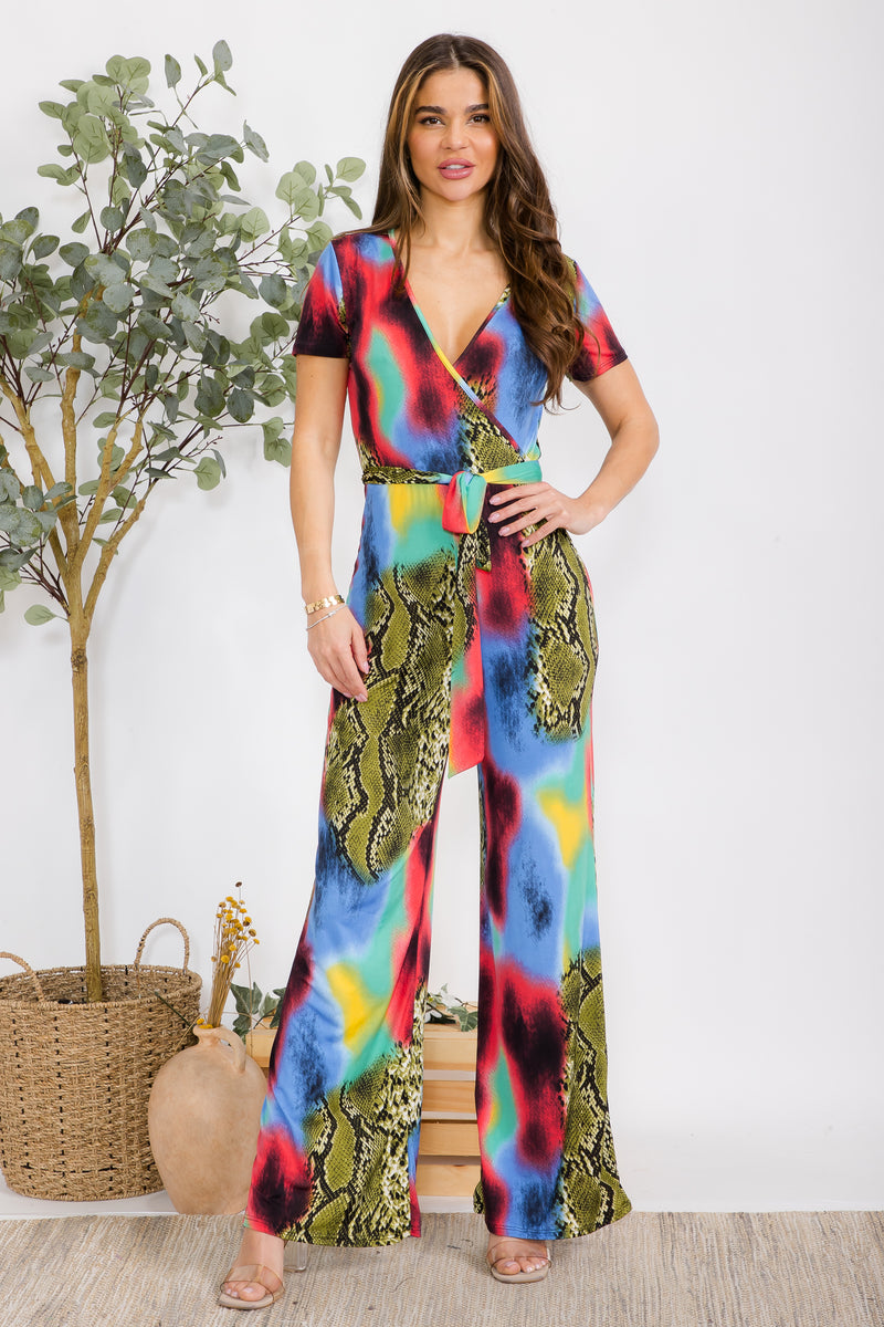 Short Sleeve Wide Leg Jumpsuit