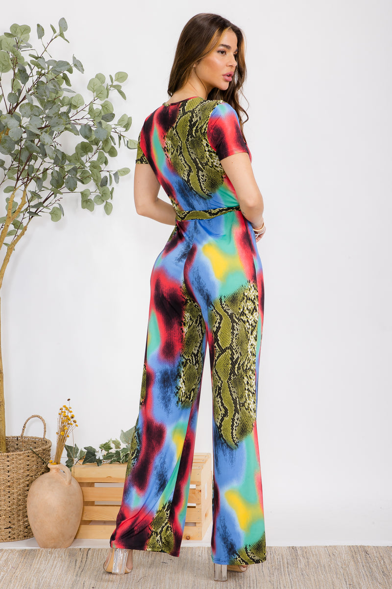 Short Sleeve Wide Leg Jumpsuit