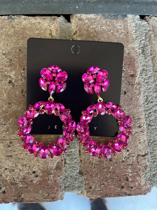 Round Rhinestone Drop Earrings