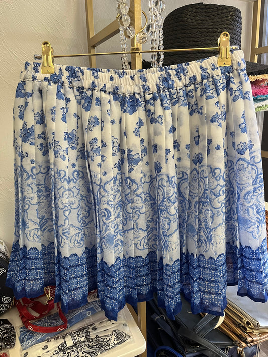Paisley Pleated Mini Skirt