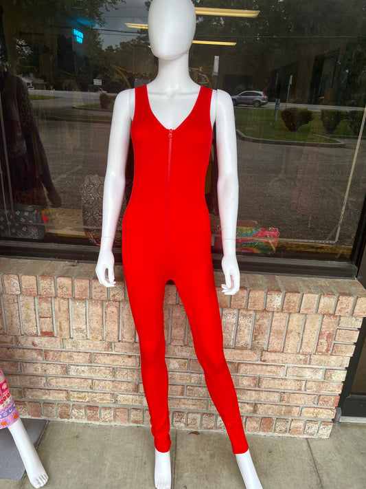 Zip Front Ribbed Catsuit