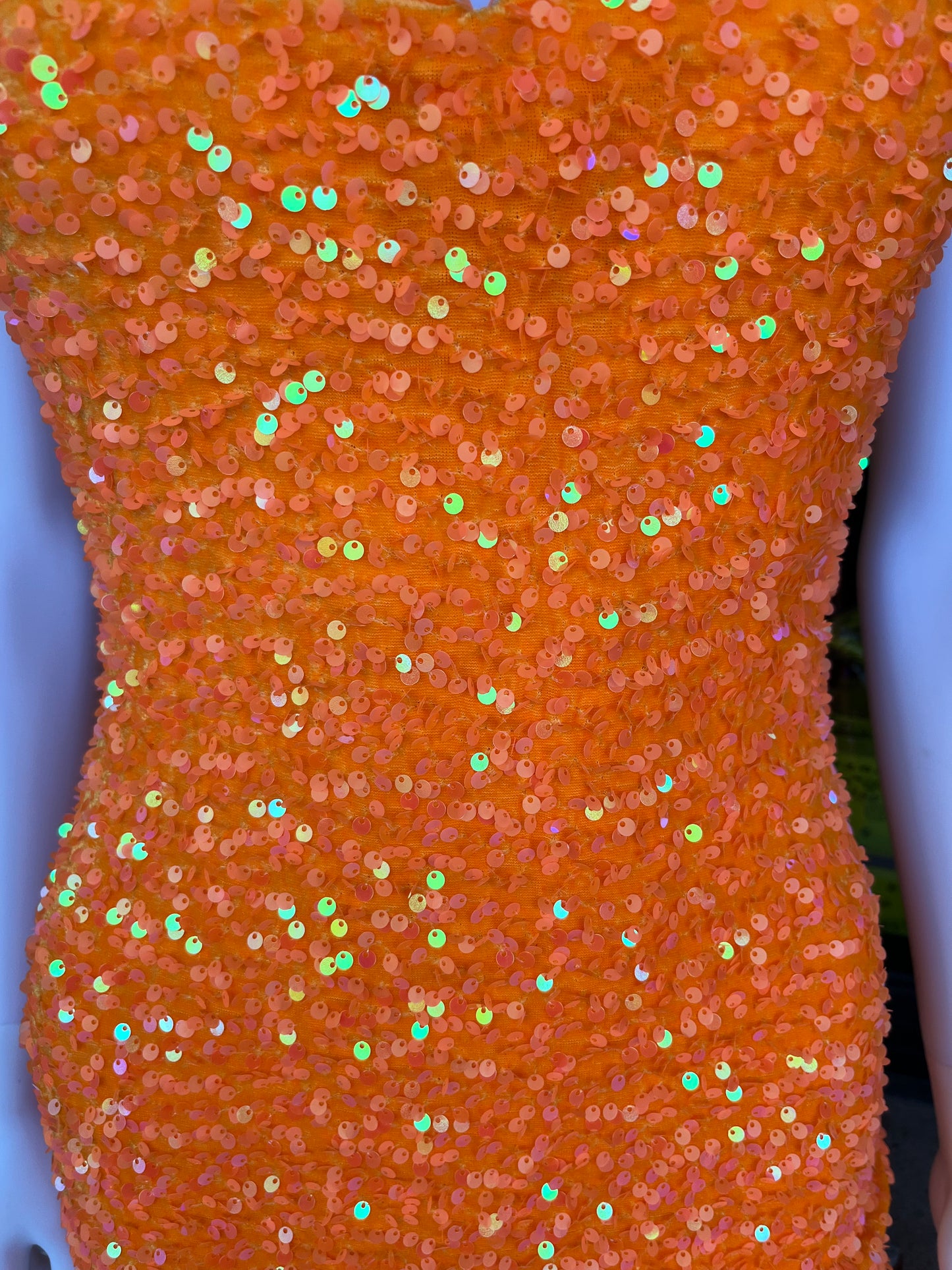 Orange Sequin Mini Dress