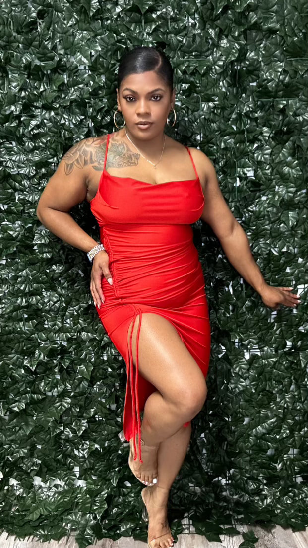 Slim Goodie Ruched Midi Dress