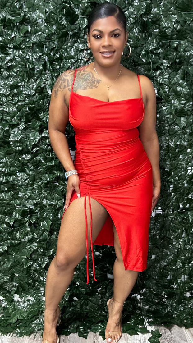 Slim Goodie Ruched Midi Dress