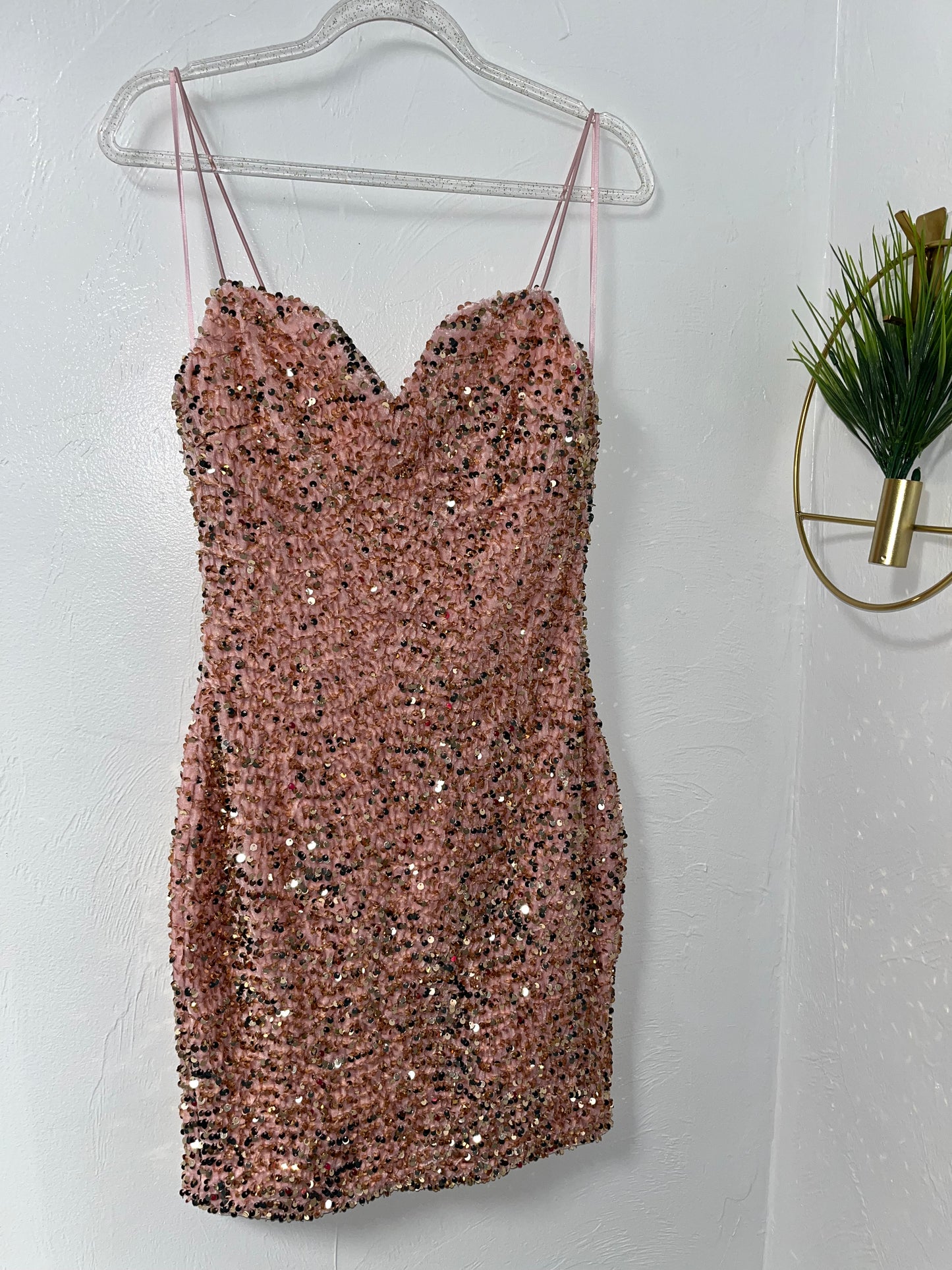 Orange Sequin Mini Dress