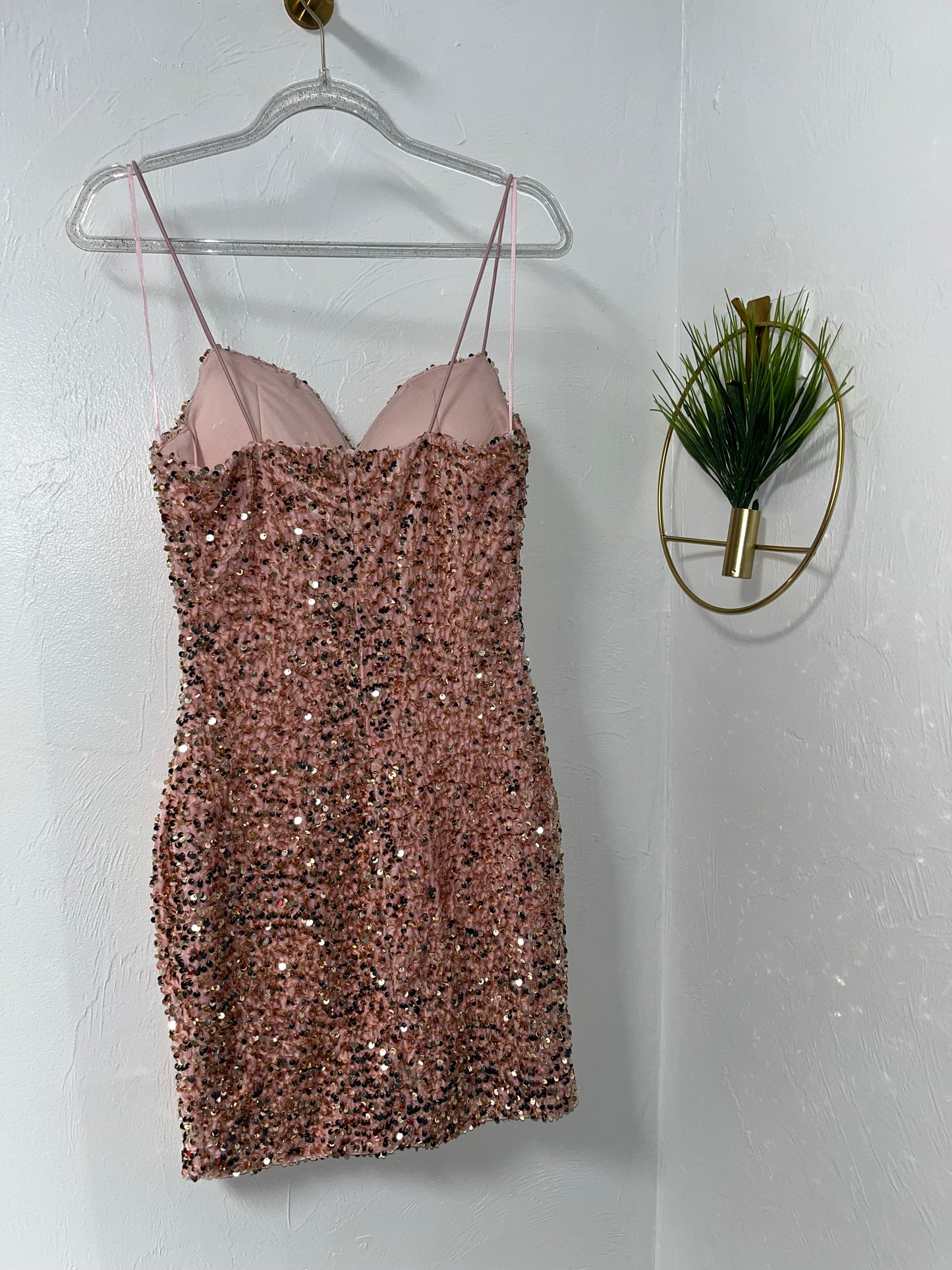 Orange Sequin Mini Dress