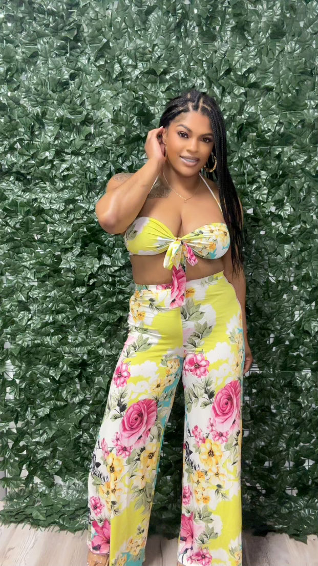 Floral Halter Top 2PC Set