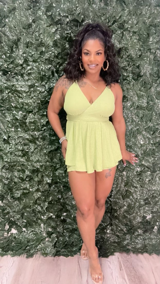 Glitter Peplum Romper